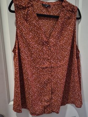 Papermoon Rust Printed Sleeveless Button-Front Camisole